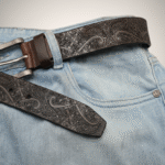 Eternal Weave Celtic Knot Leather Belt laser-engraved on full-grain oil pull-up leather, featuring intricate, continuous interlace design symbolizing eternity, protection, and interconnectedness